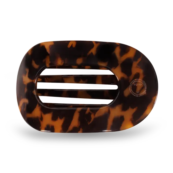 Tortoise Flat Round Hair Clip - Medium