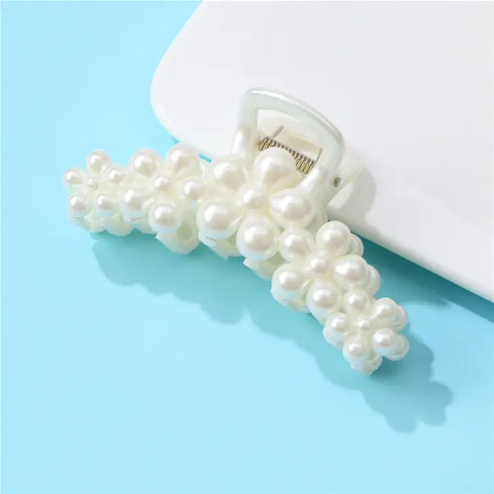 Pearl Hair Claw Clips - Flower