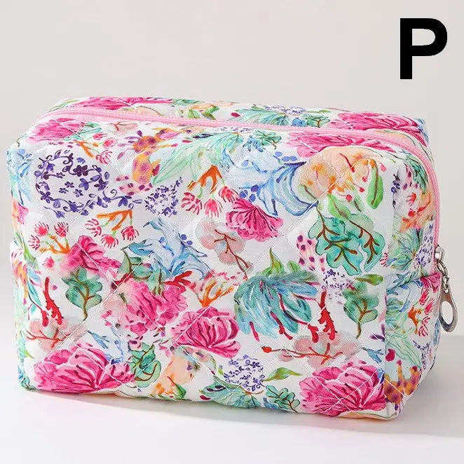 Floral Pattern Cosmetic Bag - Multicolor