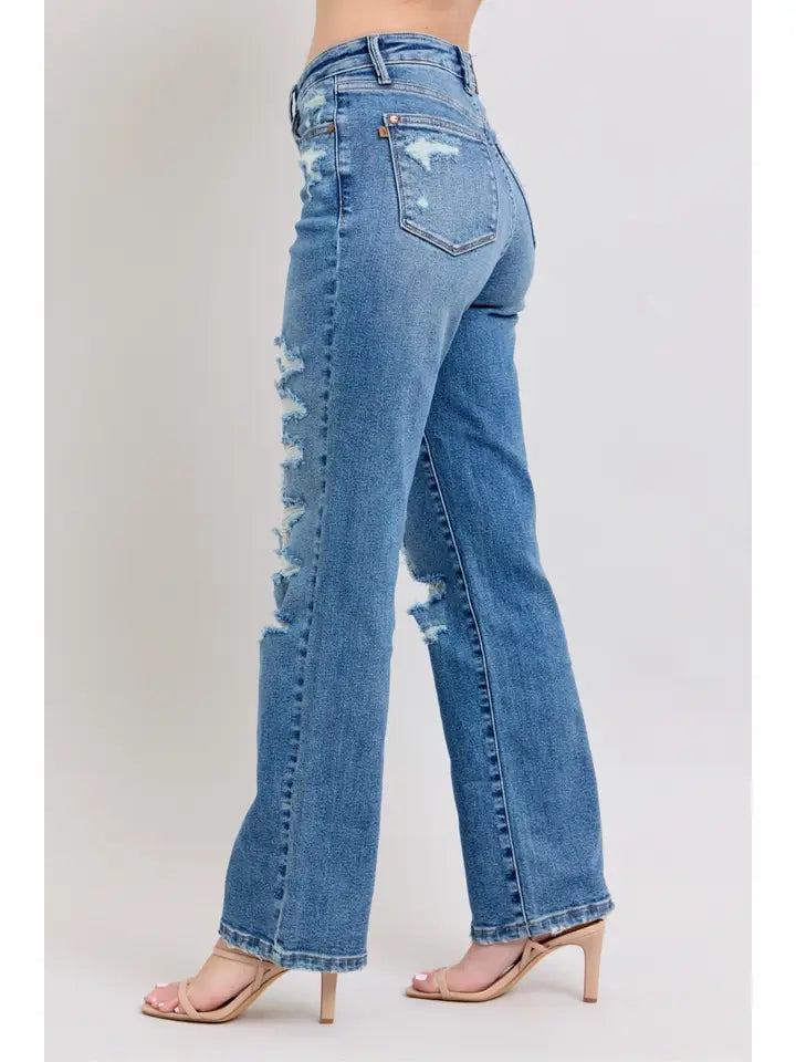 High Waist Heavy Destroy Straight Jean