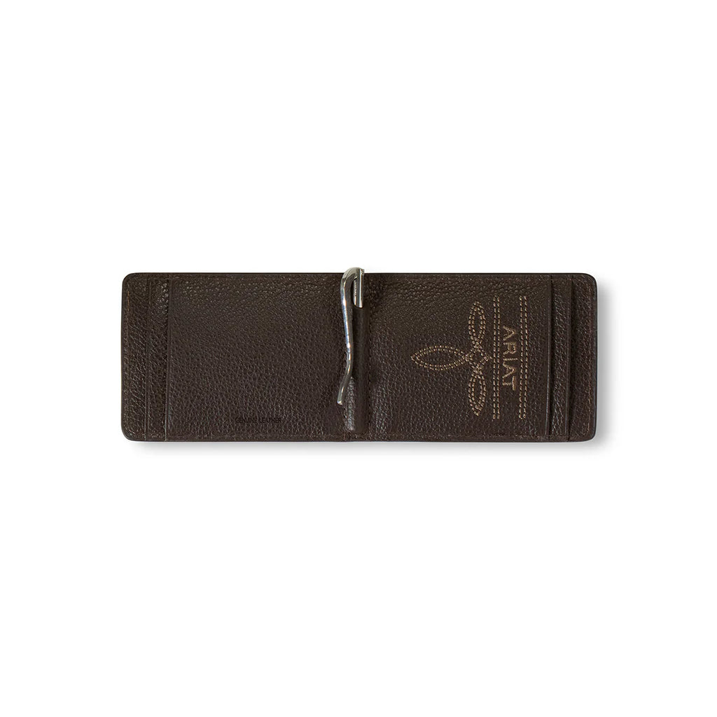 Embossed Ostrich Print Bifold Money Clip Wallet