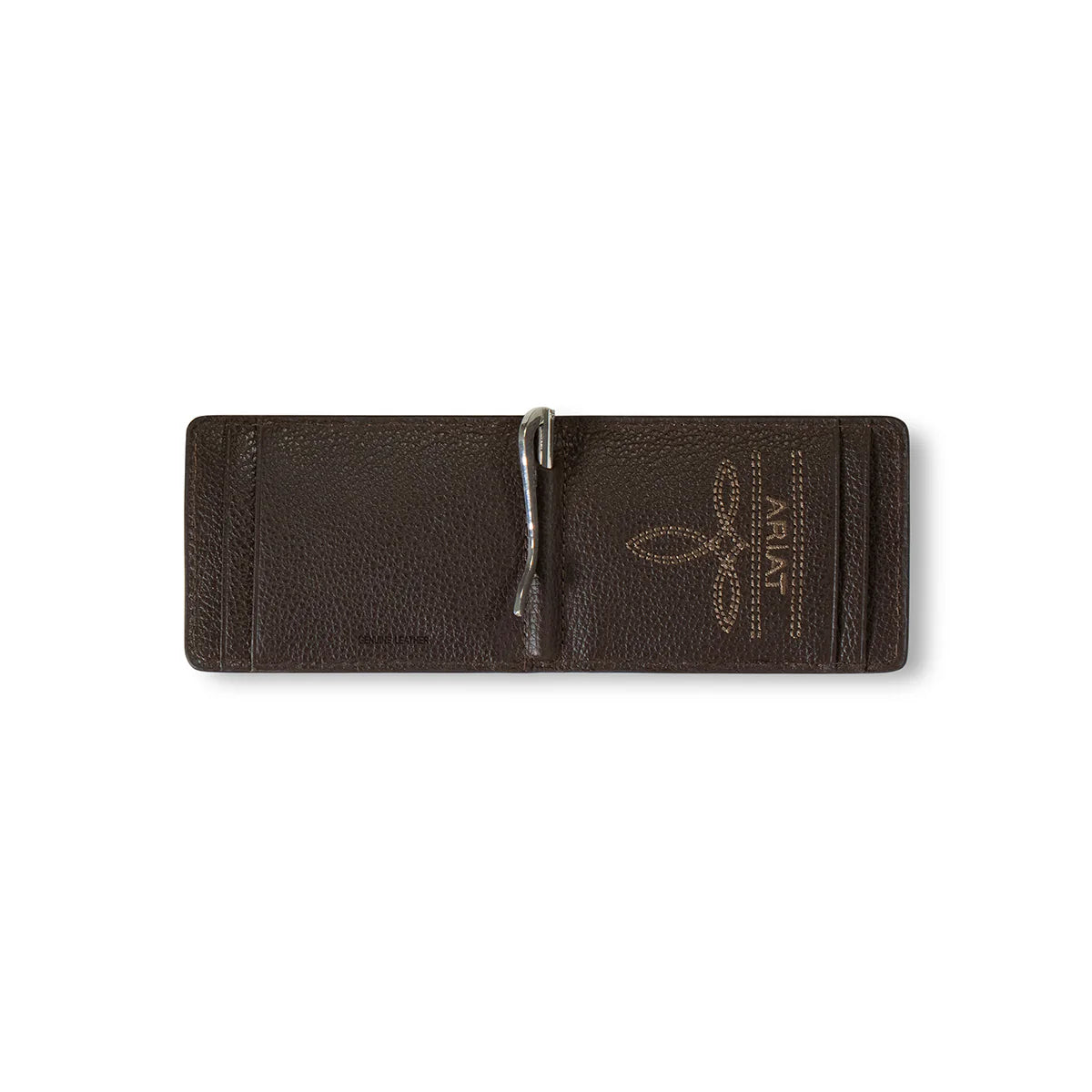 Embossed Ostrich Print Bifold Money Clip Wallet