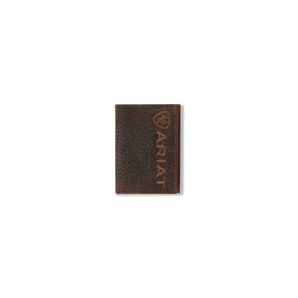 Brown Bullhide Leather Trifold Wallet