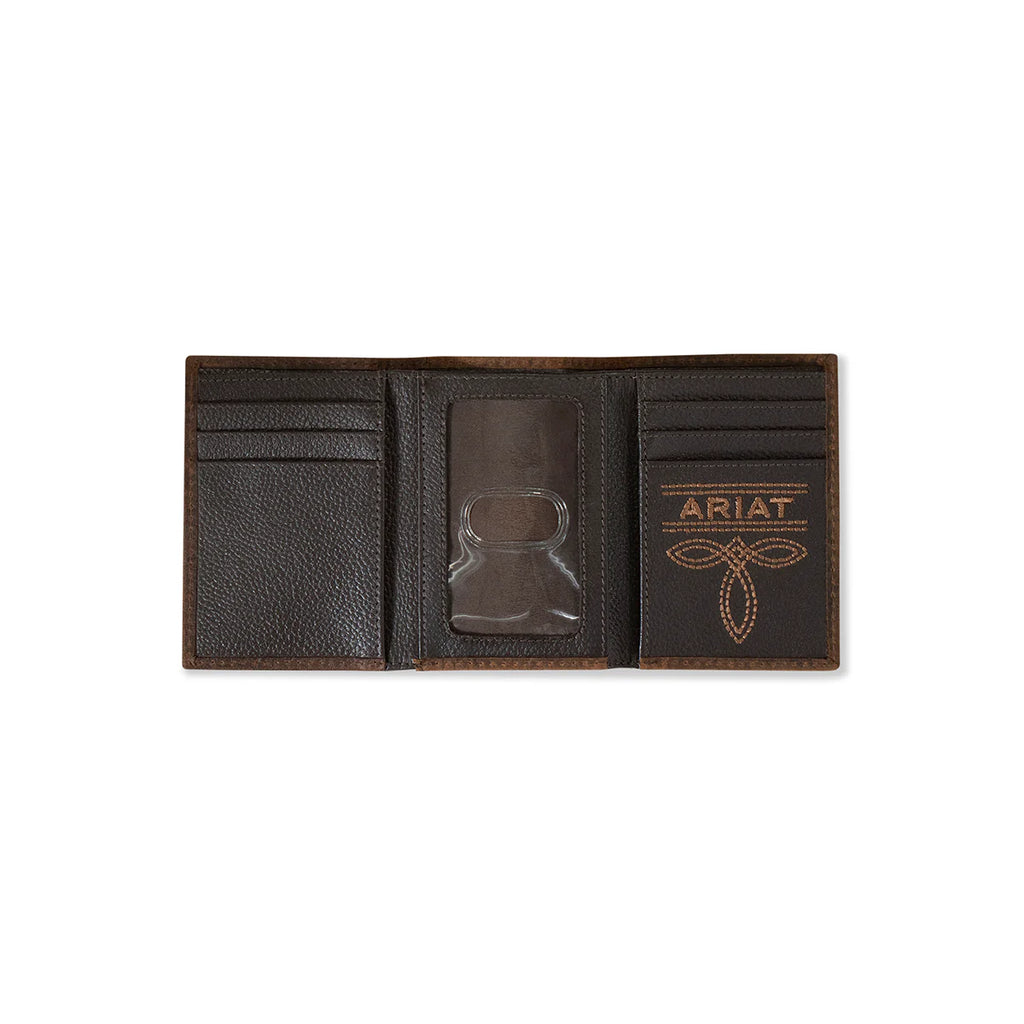 Brown Bullhide Leather Trifold Wallet