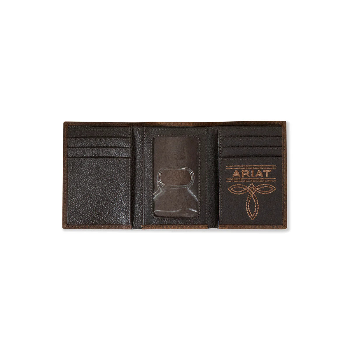 Brown Bullhide Leather Trifold Wallet