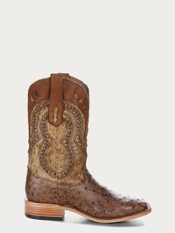 Full Quill Ostrich w/ Woven Overlay Western Boot
