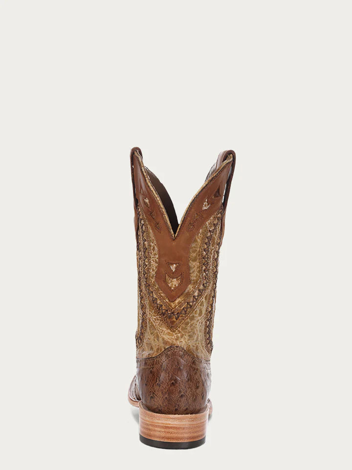 Full Quill Ostrich w/ Woven Overlay Western Boot