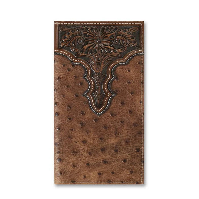 Floral Embossed Ostrich Print Rodeo Wallet