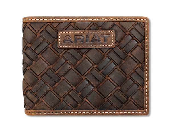 Brown Large Basketweave Bifold Wallet