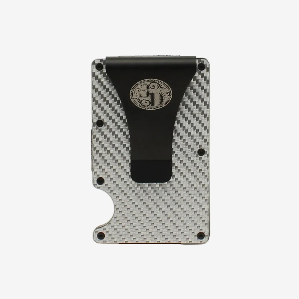 3D Silver Carbon Fiber Smart Wallet