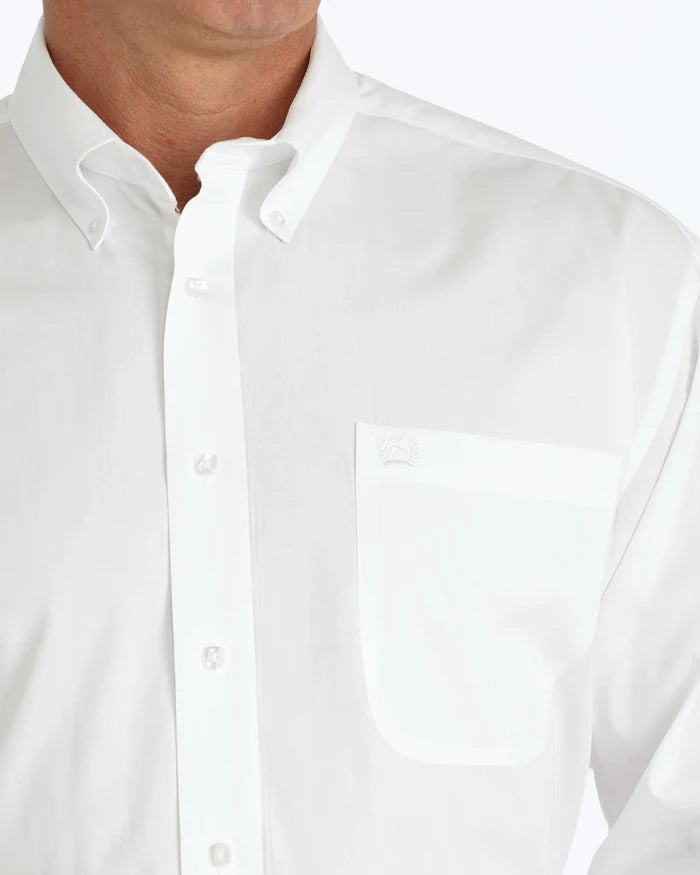 Men's Solid Classic Fit Button-Down Western Shirt - White