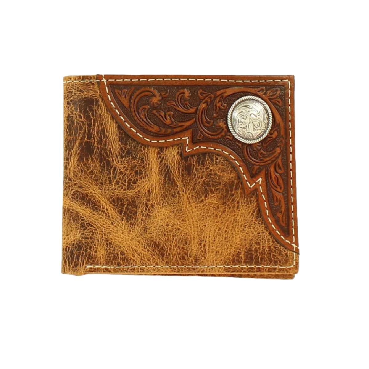 Distressed Brown Bifold Wallet w/ Concho
