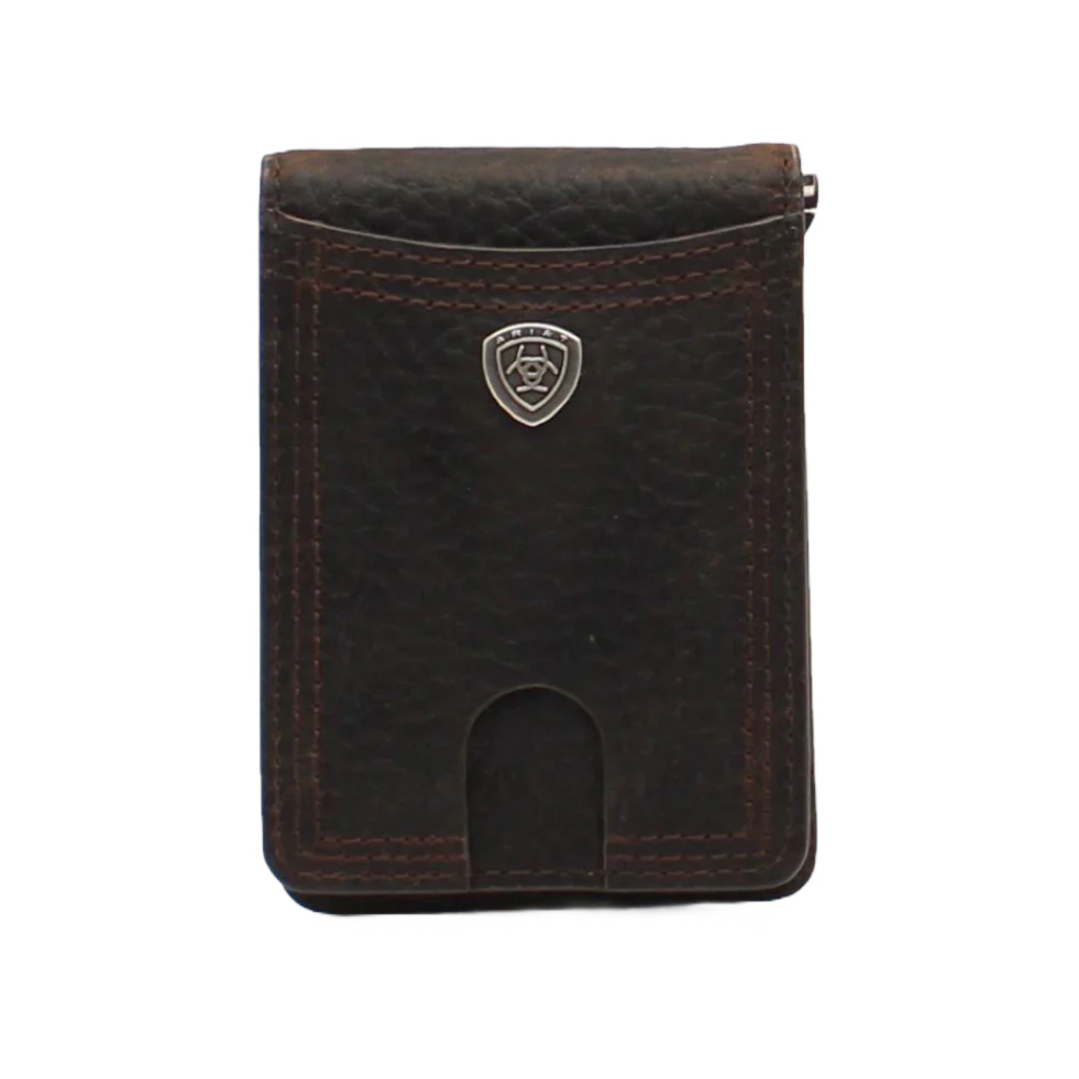 Rowdy Shield Logo Brown Money Clip Wallet