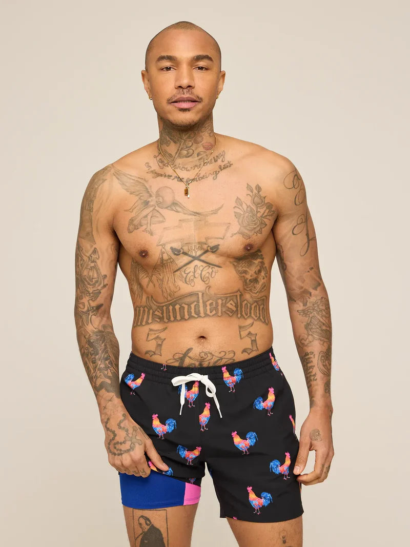 The Cockadoodle Doozies 5.5” Lined Swim Trunk