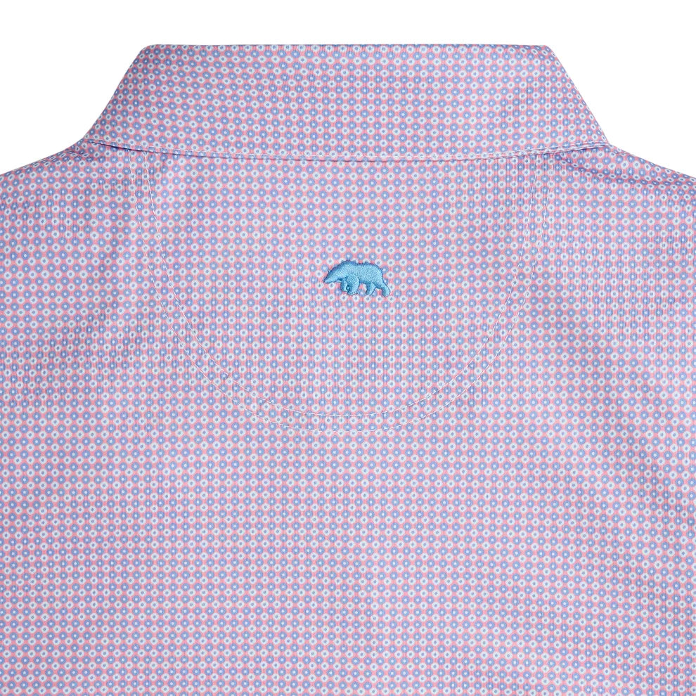 League Printed Performance Polo - Powder Pink