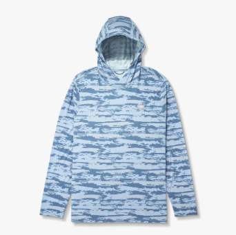 Ocean Bound Hooded Performance Shirt - Blue Shoreline Camo