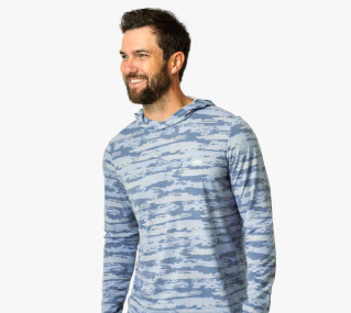 Ocean Bound Hooded Performance Shirt - Blue Shoreline Camo