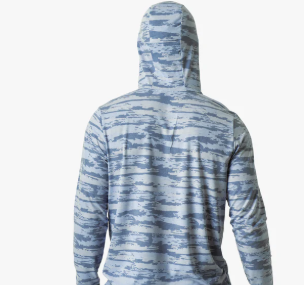 Ocean Bound Hooded Performance Shirt - Blue Shoreline Camo