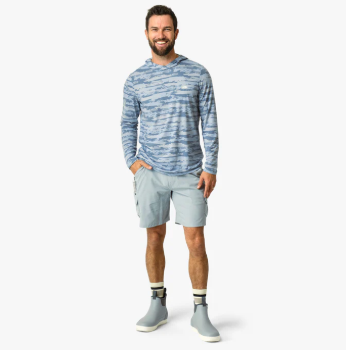Ocean Bound Hooded Performance Shirt - Blue Shoreline Camo