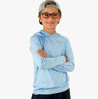 Youth Samurai Hood Performance LS Shirt - Airy Blue Heather