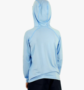 Youth Samurai Hood Performance LS Shirt - Airy Blue Heather
