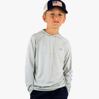 Youth Samurai Hood Performance LS Shirt - Oyster Gray Heather