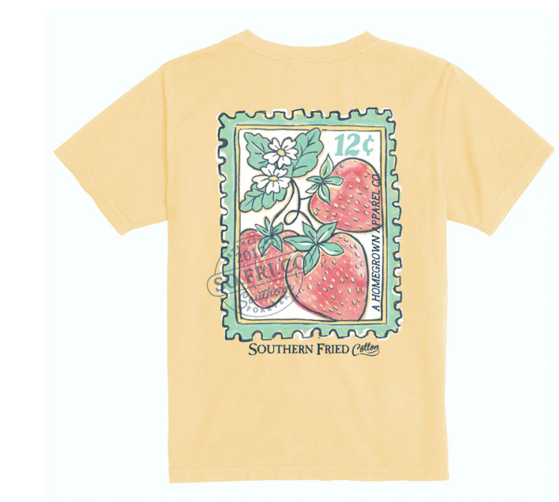 Youth Strawberry Stamp SS Tee - Butter