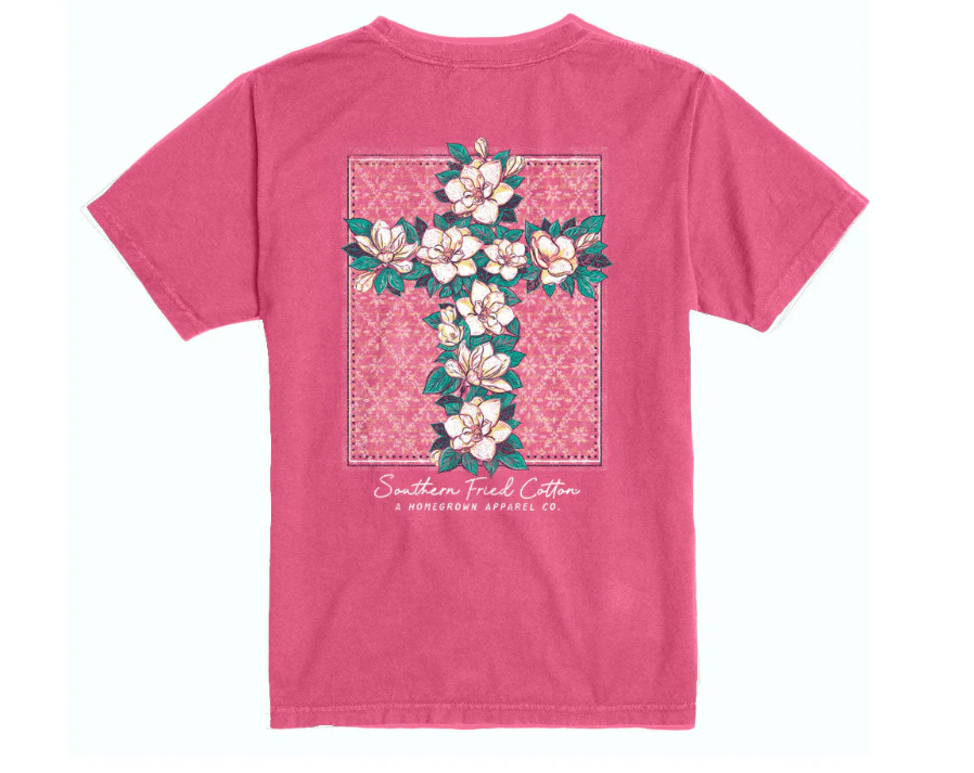 Youth Magnolia Cross SS Tee - Crunchberry