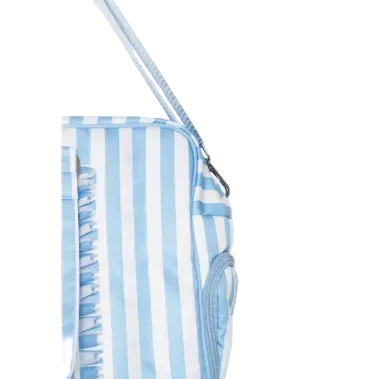 Blue Stripe Ruffle Overnight Bag