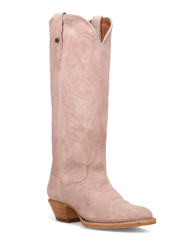 Neon Prairie Suede Leather Boot - Light Pink