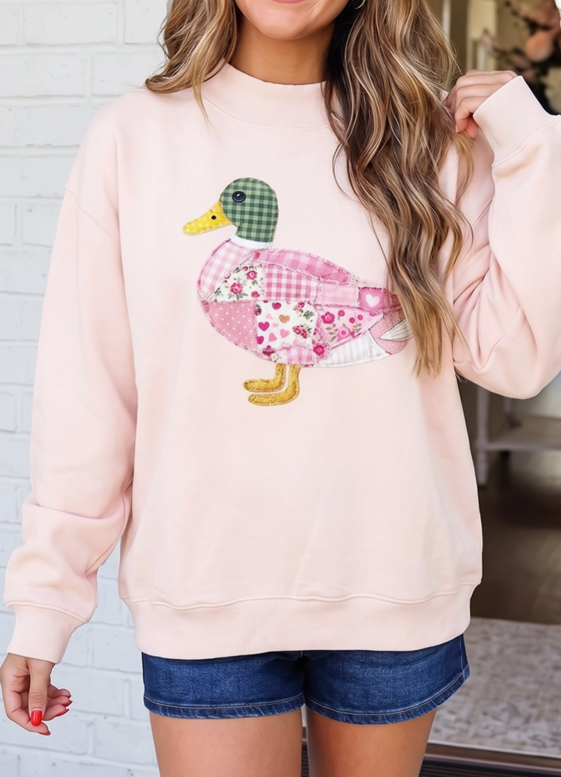 Las Sweety Floral Plaid Mallard Mock Neck Sweatshirt