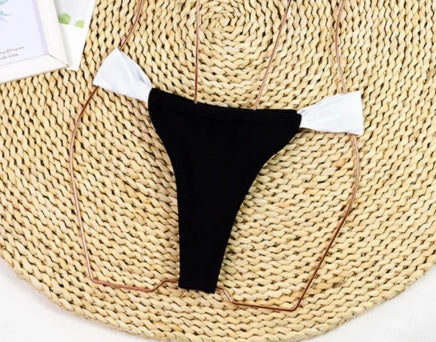 High Waist Bikini Bottoms - Black/White