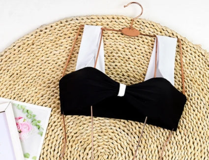 Bikini Bandeau Top - Black/White
