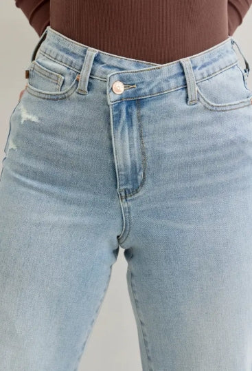 High Waist Retro Wide Criss Cross Jeans