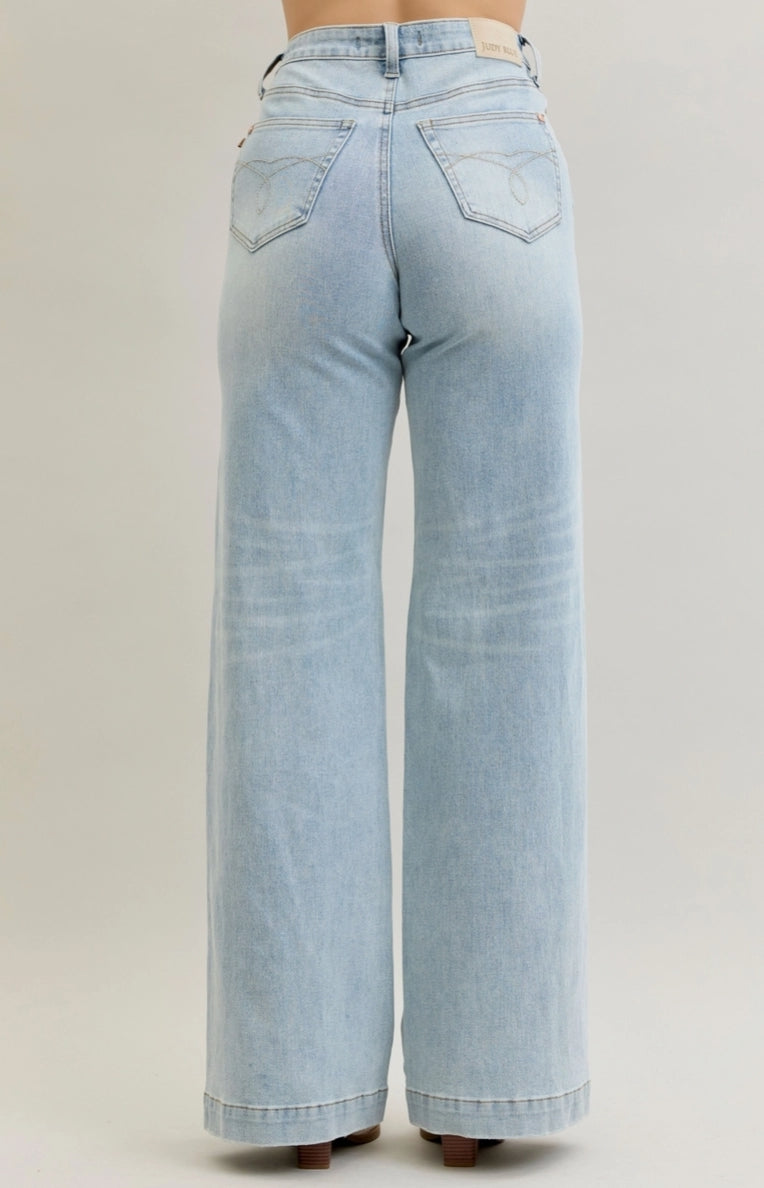 High Waist Retro Wide Criss Cross Jeans