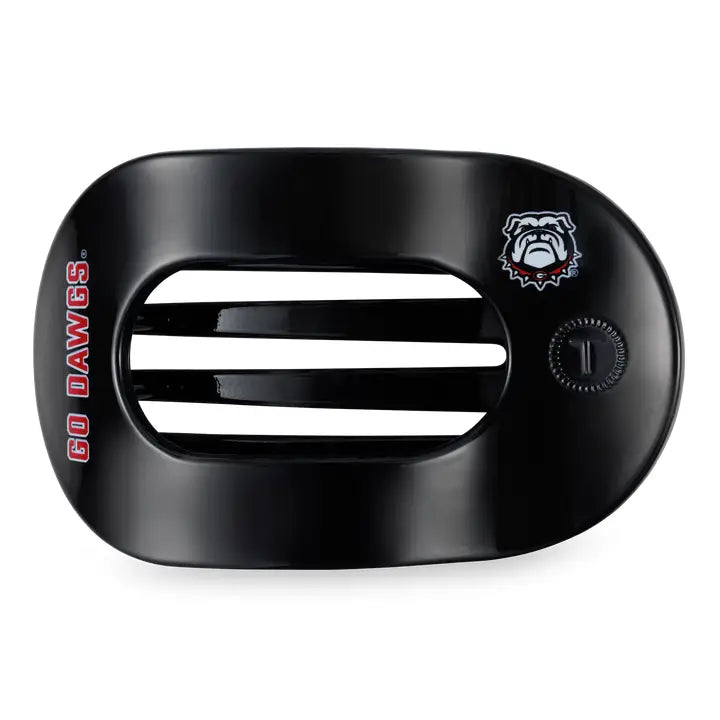 Black Go Dawgs Flat Round Hair Clip - Medium