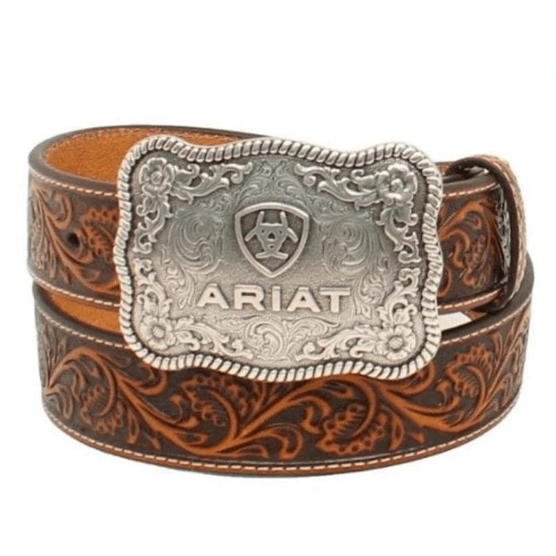 Ariat Men's Floral Embossed Buckle Belt