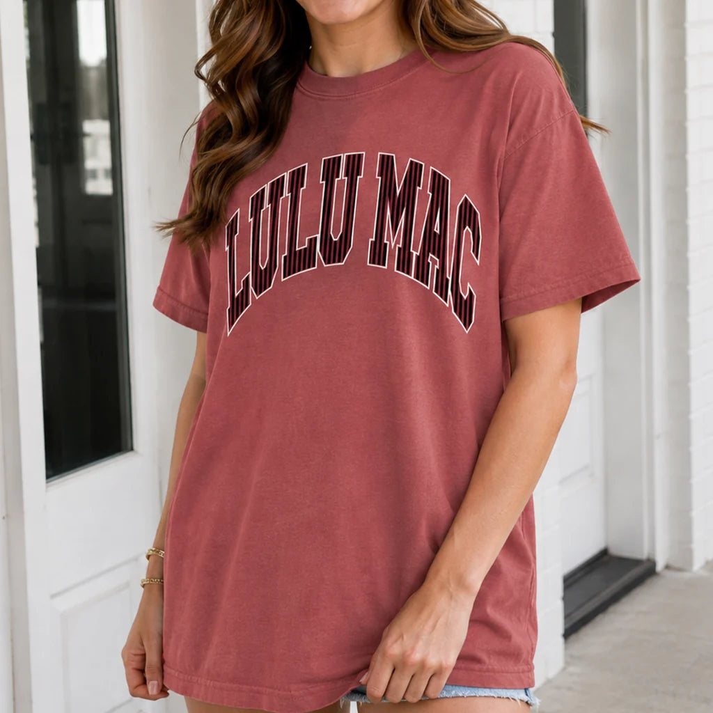 LuluMac Stripe Comfort Tee - Crimson/Black