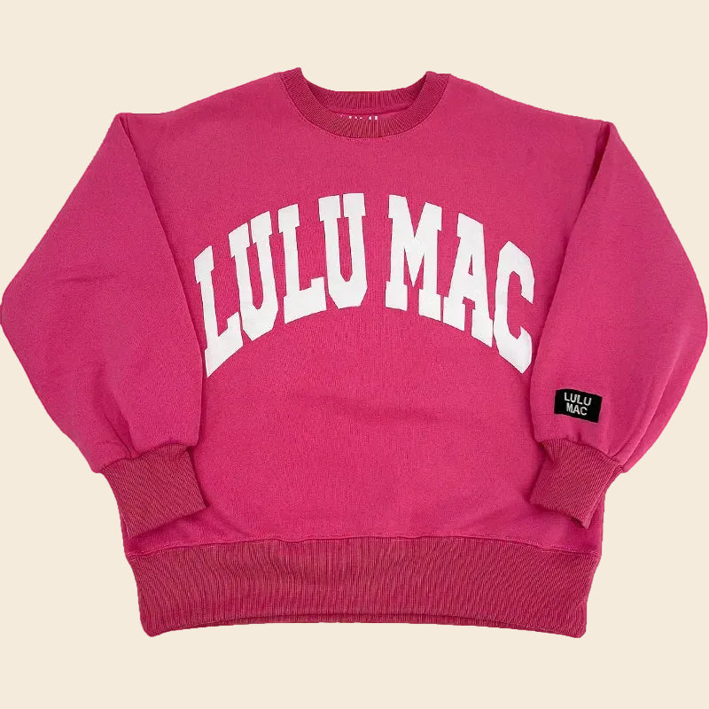 Lulu Mac Crewneck - Hot Pink/White Puff