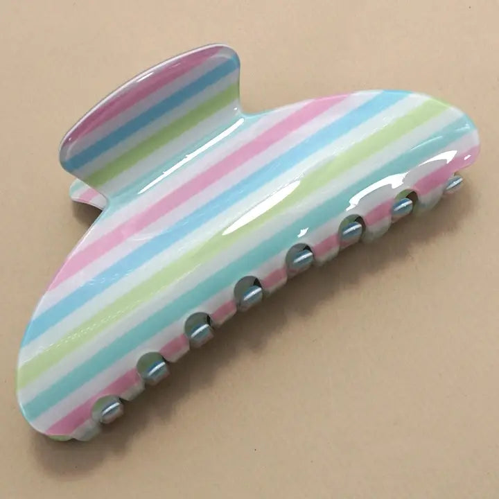 Jumbo Stripe Oval Hair Clip - Multi