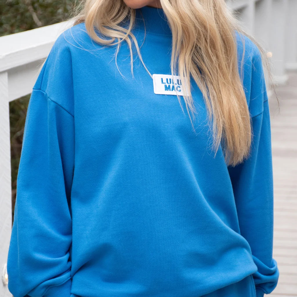 Lulu Mac Terry Cloth Mockneck - Blue