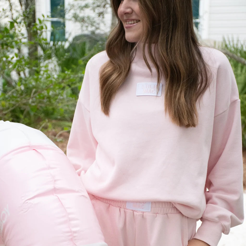 Lulu Mac Terry Cloth Mockneck - Light Pink