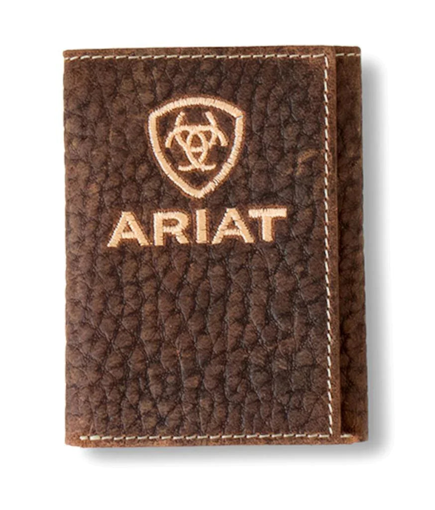 Bullhide Leather Embroidered Trifold Wallet