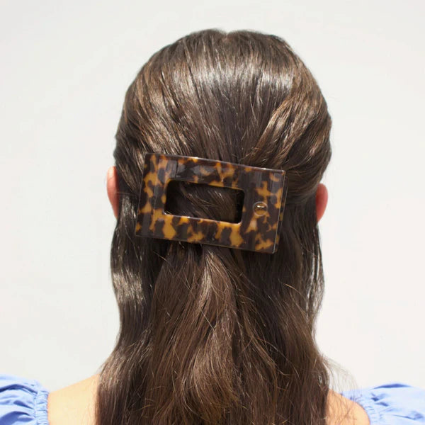 Tortoise Flat Rectangle Hair Clip - Medium