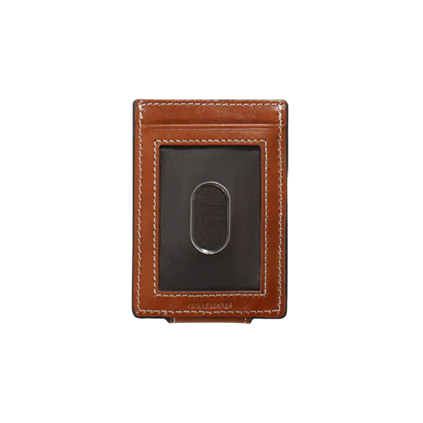 Tan Basketweave Money Clip Wallet